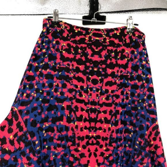 M  Missoni Bright Multicolor Jacquard Knit flared Midi skirt Red Blue inkblot 42 - Picture 13 of 14